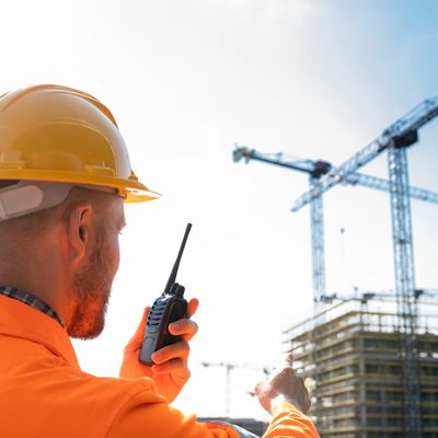 Safety professional overseeing a construction project.