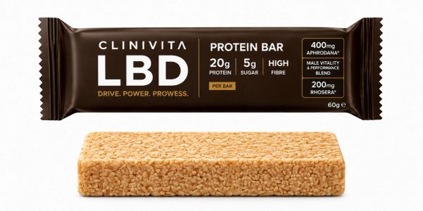Protein bar with 20g protein and aphrodisiac blend.