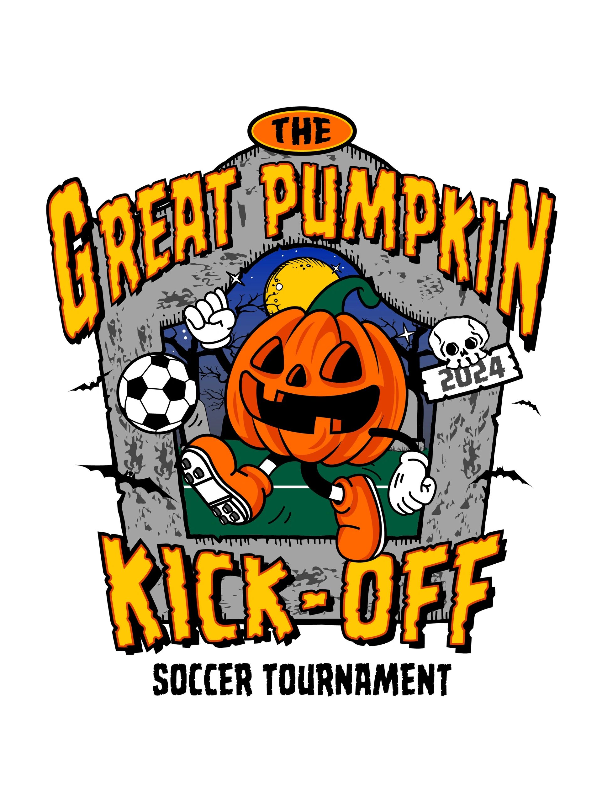 Great Pumpkin Kick-Off logo with character 