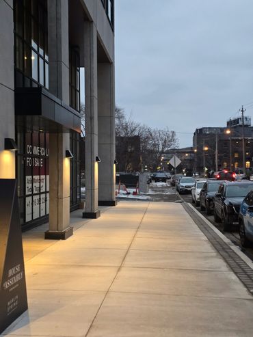 Front entrance column caulking.