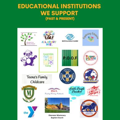 Collage of logos from educational institutions supported by an organization.