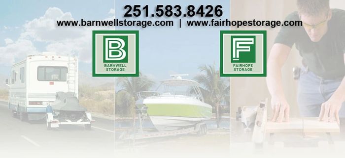 Barnwell Storage and Fairhope Storage located along US 98 to keep your personal belongings safe