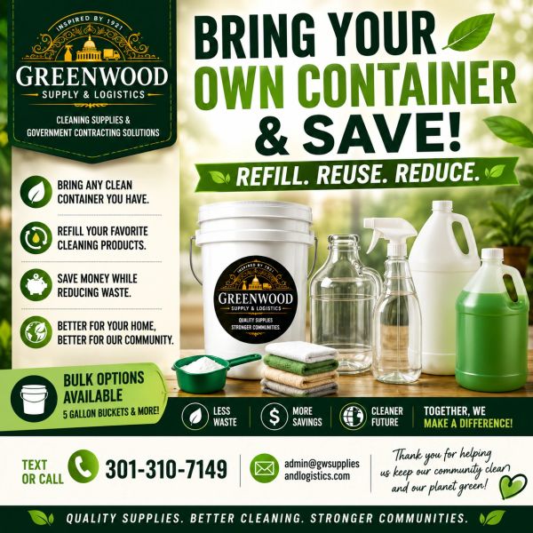 Eco-friendly ad to bring your own container and save money.