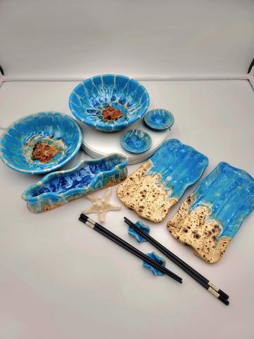 ceramic handmade sushi set
