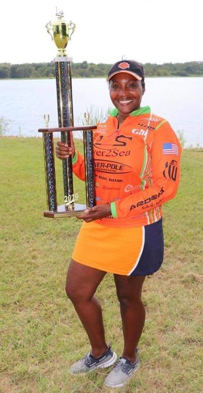 torica whitty tournament bass fishing trophy, harley davidson visor, skuze shoes, tennis skort, tournament jersey