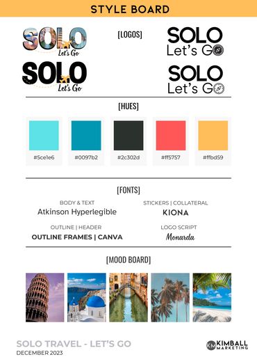 Mood board for travel agents