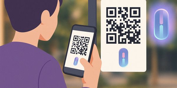 A person scans a QR code with their phone, symbolising quick access to digital content.