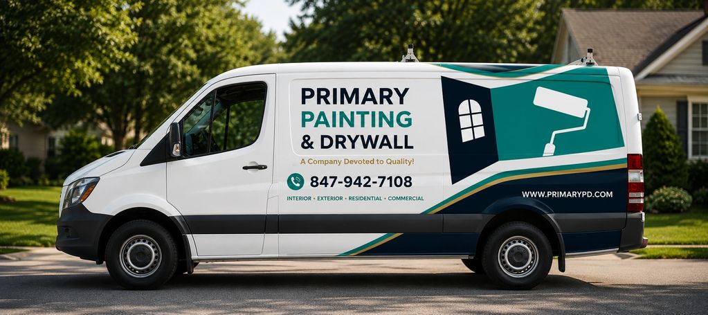 A white van advertising painting and drywall services.