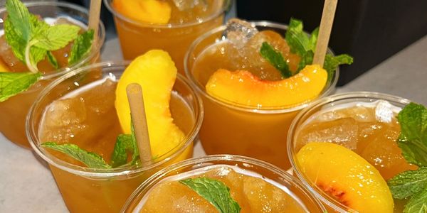 Custom cocktail called the Peach Smash!