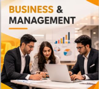 Three professionals collaborating on business management strategies around a laptop.