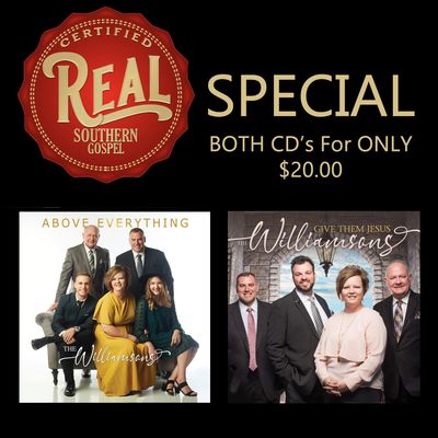 Promotion for Real Southern Gospel CDs by the Williamsons for $20.