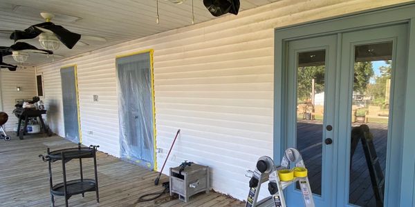 painted doors covered with plastic