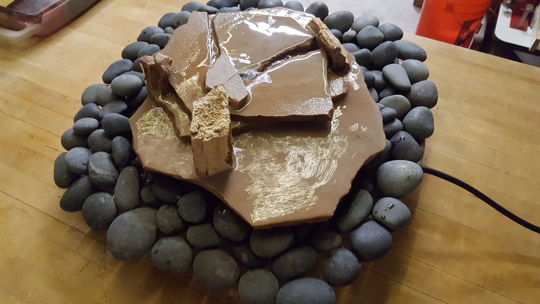 Flagstone with Petrified Wood and Beach Pebbles 