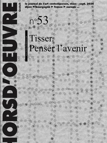 Couverture de magazine d'art contemporain sur le thème du tissage et de la pensée future.