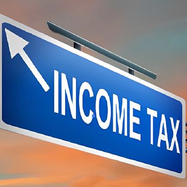 Income tax street sign closeup