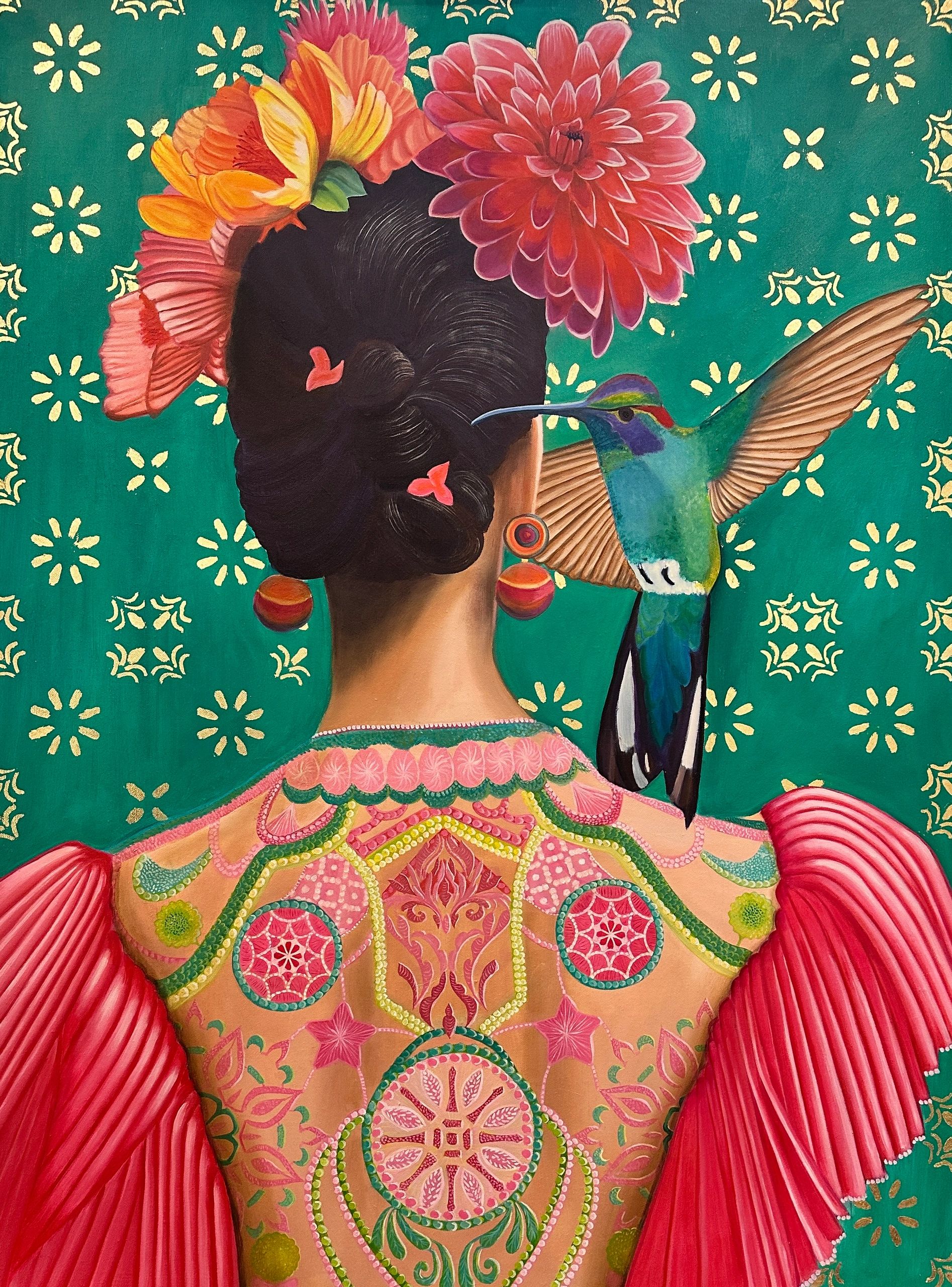 Dancer with hummingbird telling secrets