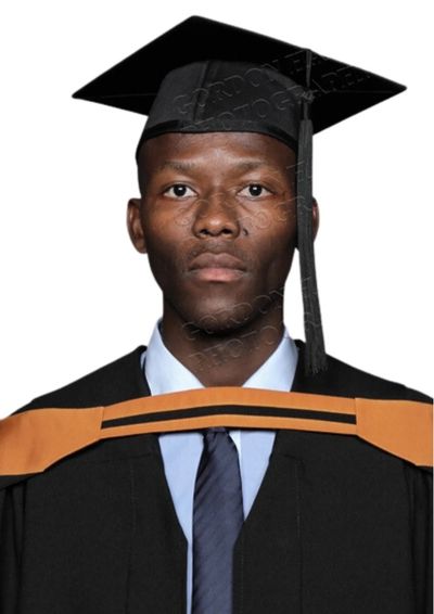 Sandile Maphumulo Graduation photo at University of South Africa. 