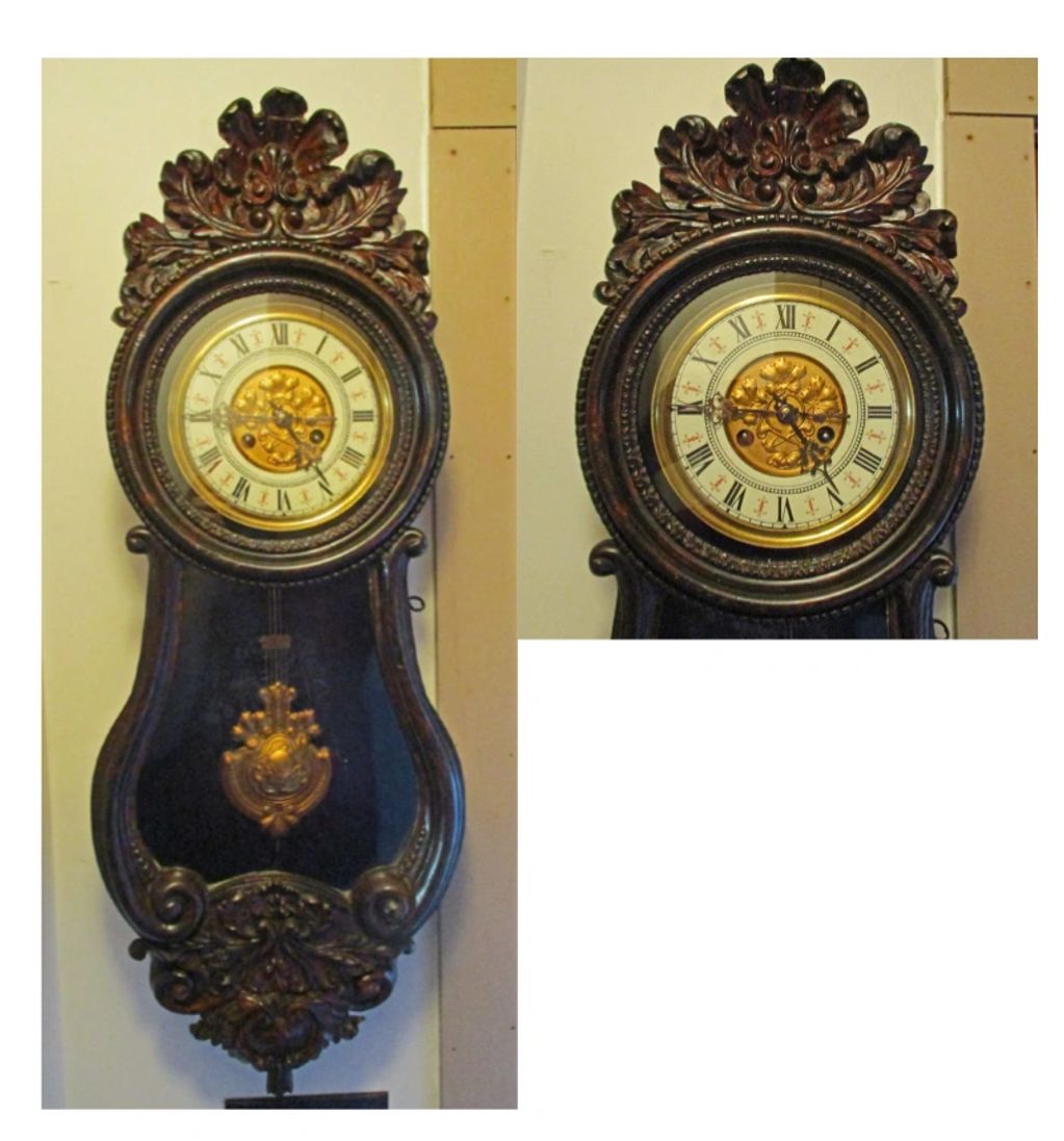 Antique French Louis Jaquine Brass Wag-on-the Wall Clock 19th C