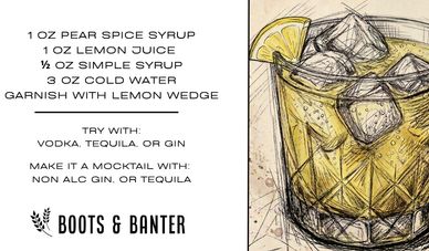 Pear Spice Lemonade made with Boots & Banter Pear Spiced Smash Infusion Kit.