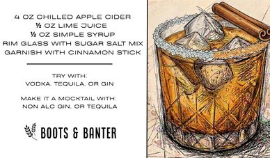 Apple Cider Margarita made with Boots & Banter Cider Spice Mulling Kit.