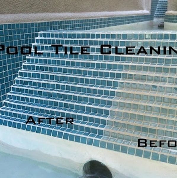 removing, cleaning hard water from pool tlle, swiming pool cleaning