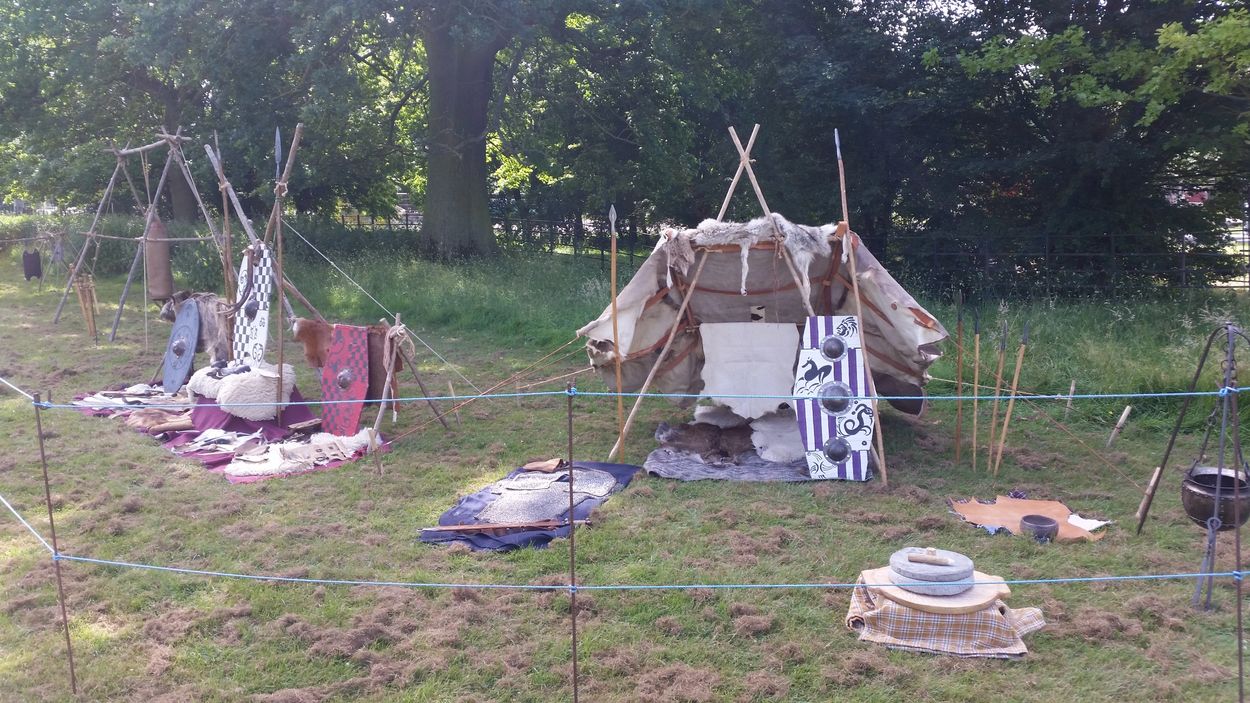 The display contains many of the raw materials and items we would have used in day to day life.