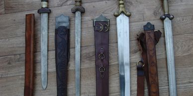 Iron Age swords and scabbards.