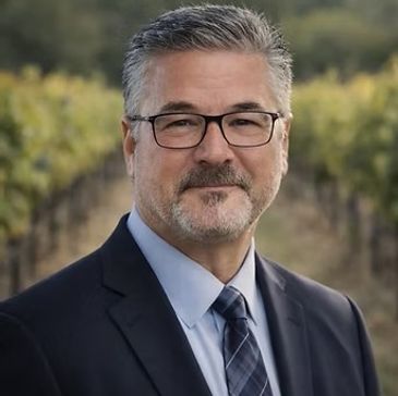 Middle-aged man in suit and glasses outdoors.