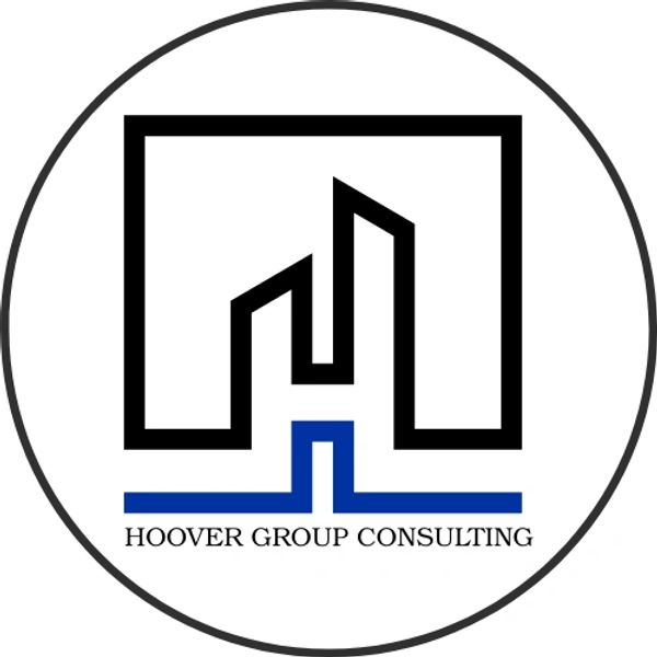 Logo of Hoover Group Consulting with building design and blue underline.