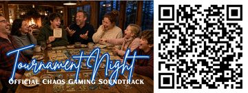 Group enjoying a game night with 'Tournament Night' soundtrack.