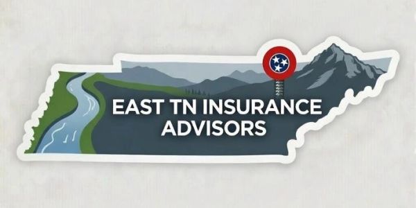 Logo of East TN Insurance Advisors with state and scenic elements.
