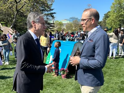 Jetr Global Sports + Entertainment CEO Travis Murphy and U.S. Secretary of State Antony Blinken