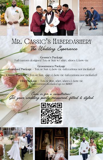 Mr. Classic’s Haberdashery Wedding Experience flyer
