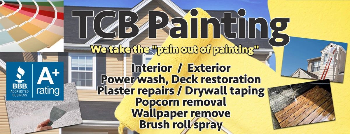 Advertisement for TCB Painting services with an A+ BBB rating.