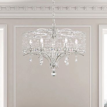 The Schonbek Bella Rose features an airy filigree shade enhanced with crystal beading.