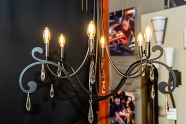 Hand-crafted in Vermont, the Stella chandelier adds a touch of glamour with swarovski crystals.