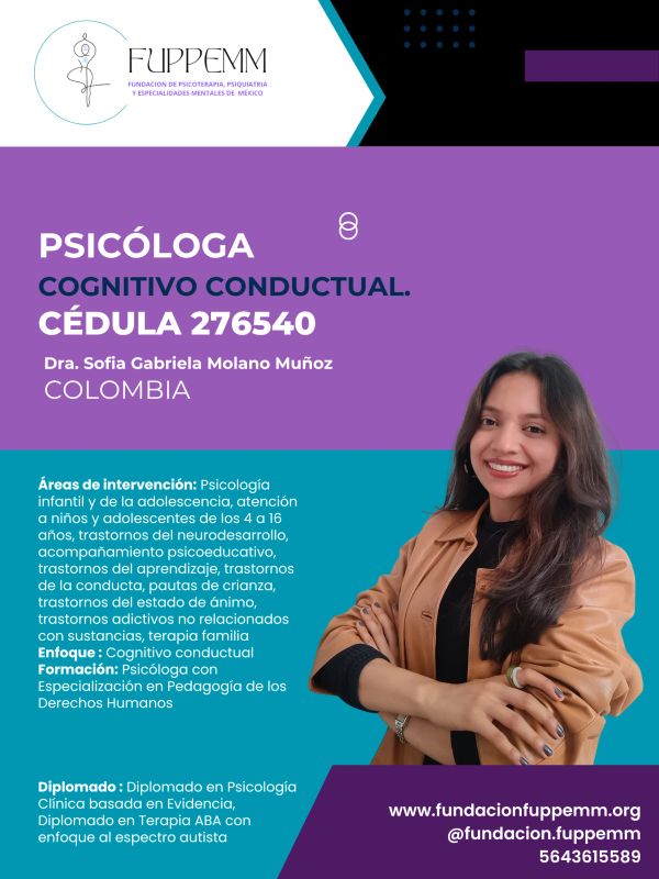 Información de la psicóloga Sofía Gabriela Molano Muñoz de Colombia.