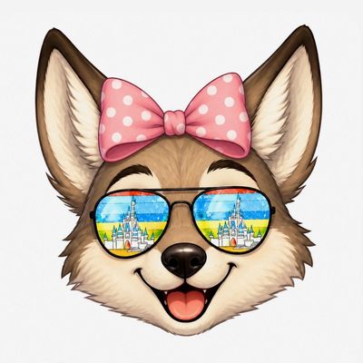 Cute dog with sunglasses and pink bow.