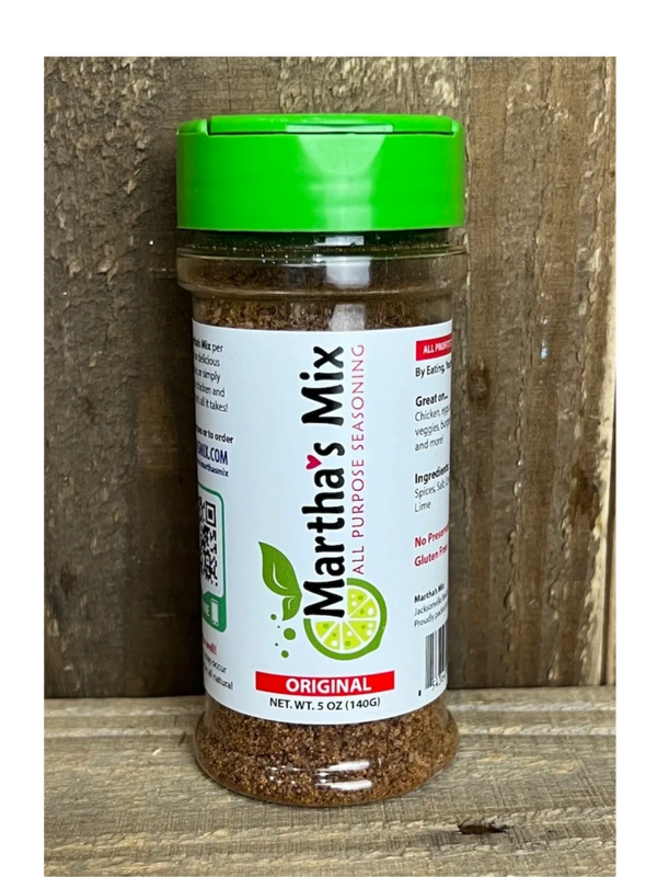 Click on this image of Martha's Mix Original All purpose seasoning bottle on buy on Amazon.