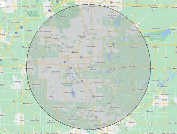 Map of the locations in Akron Canton that we service 