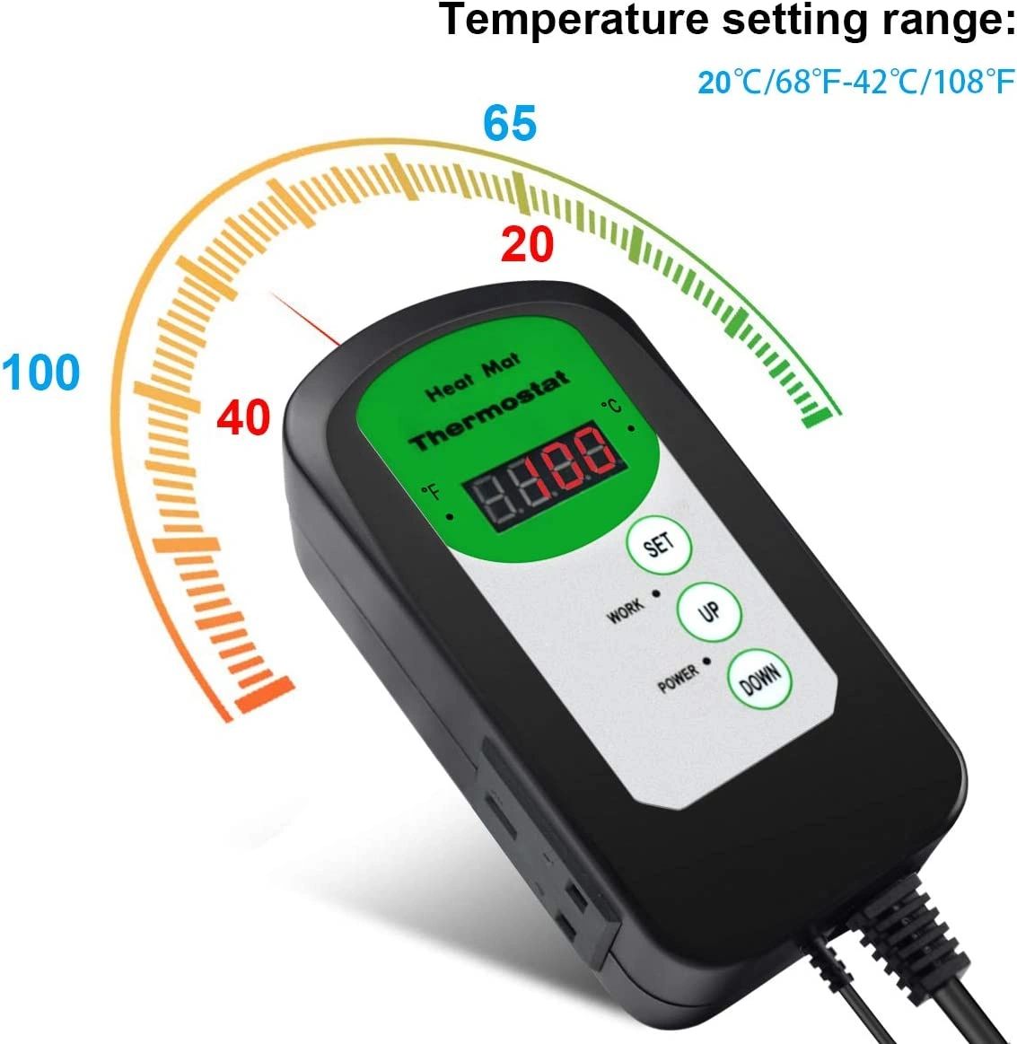 Digital Heat Mat Thermostat Controller with 6ft lead.