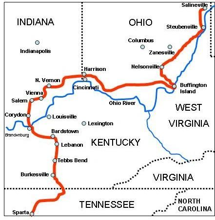 Route of General John Hunt Morgans of July, 1863