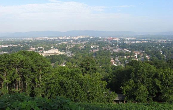 View of Chattanooga, Tennessee, from atop Missionary Ridge