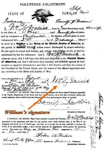 Enlistment paper for William H. Wallick