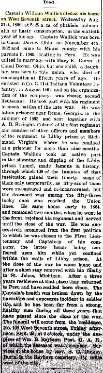 Obituary for Captain William Wallick