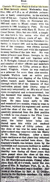 Obituary for Captain William Wallick