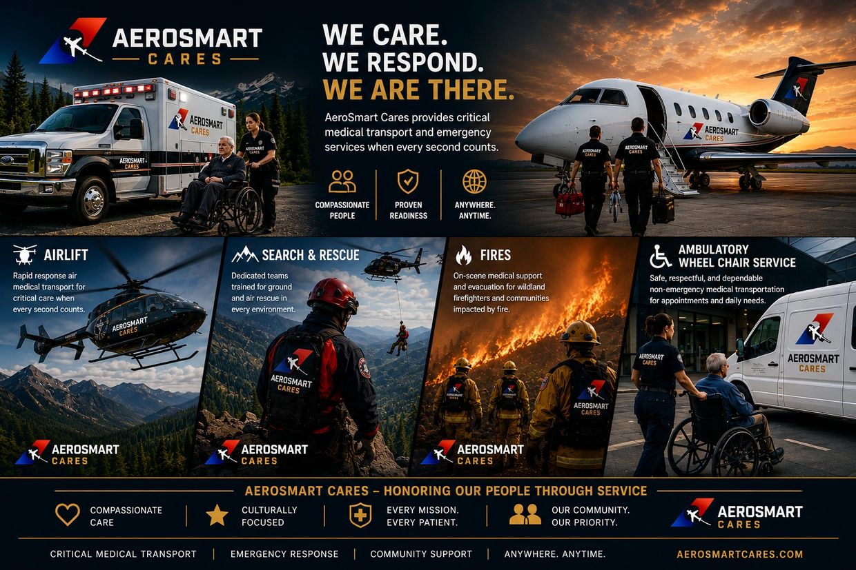 AeroSmart Cares provides critical medical transport and emergency services worldwide.