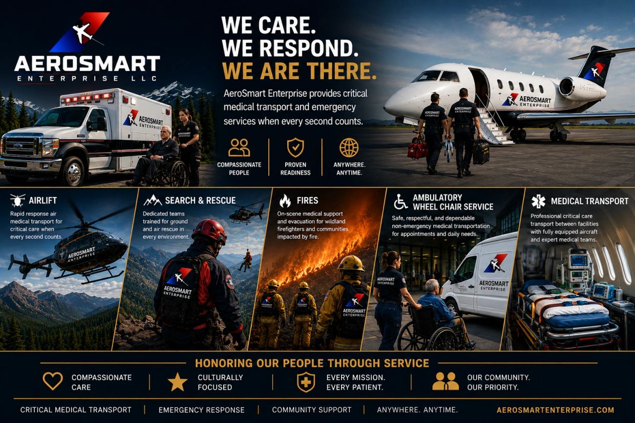 AeroSmart Enterprise offers critical medical transport and emergency response services.