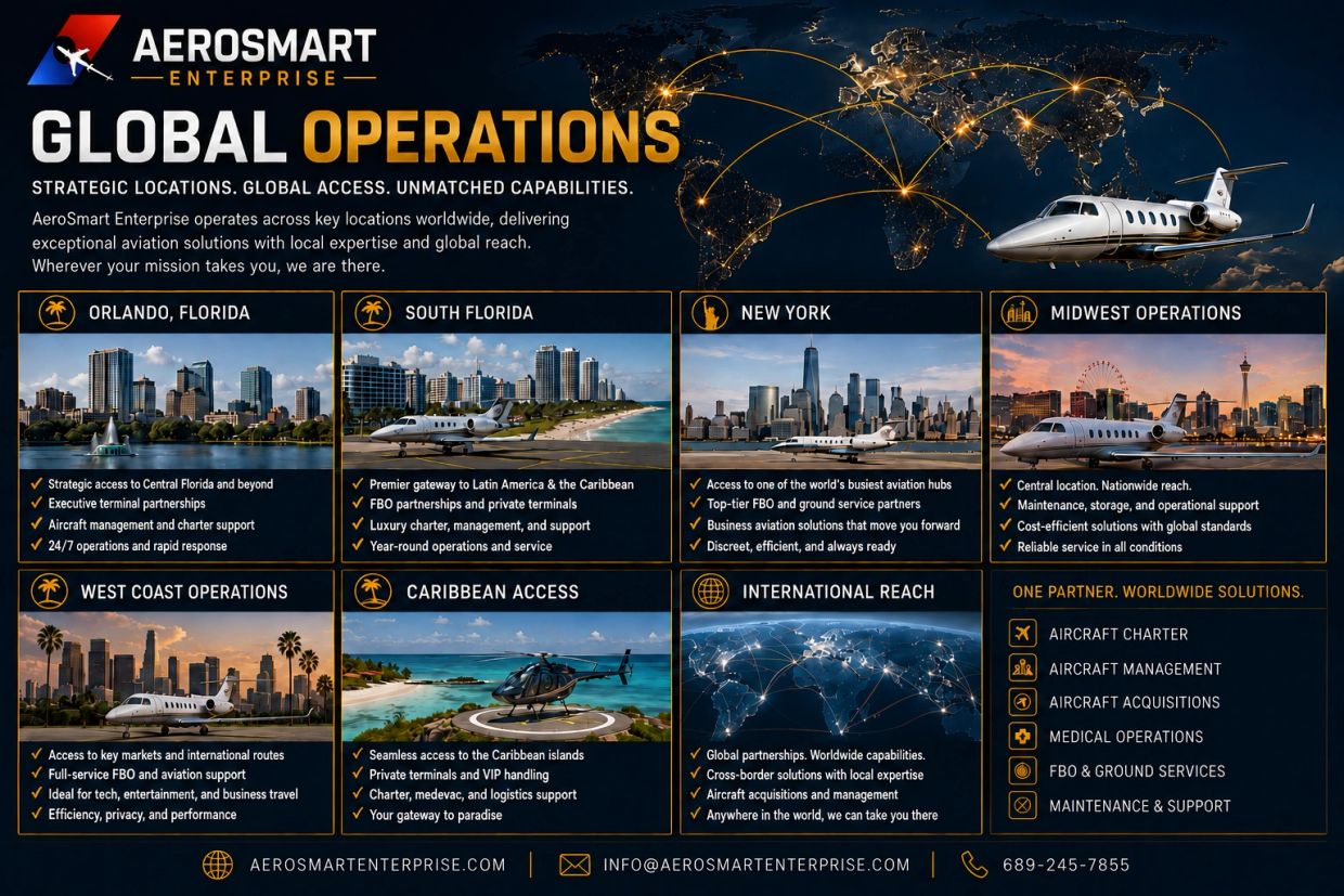 AeroSmart Enterprise global operations and service locations.