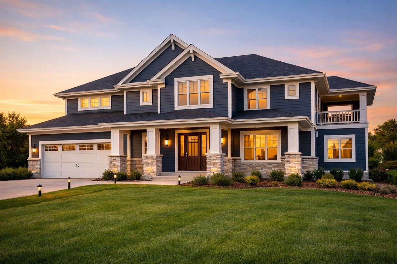Installer securing horizontal vinyl siding panels on residential exterior wall